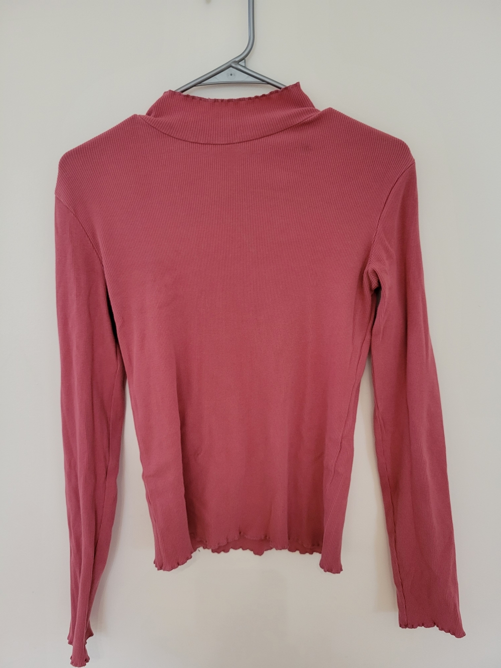 twik Ribbed Mock Neck Long Sleeve Top - Dusty Rose